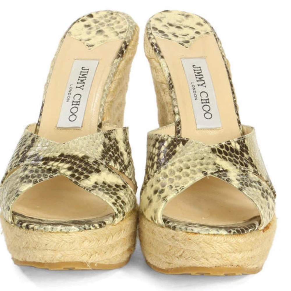 Jimmy Choo Snakeskin Leather Espadrille Wedge Sandals Made in Italy Women’s 42